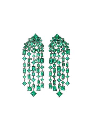 Anabela Chan 18kt white gold vermeil Cascade emerald earrings - Green