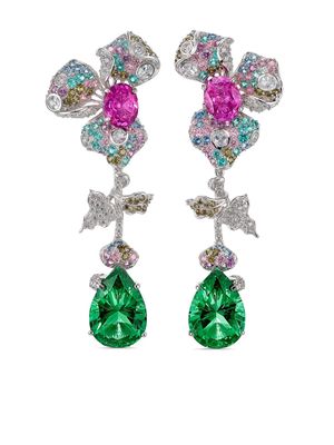 Anabela Chan 18kt white gold vermeil Garden Orchid multi-stone earrings - Pink