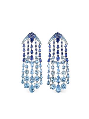 Anabela Chan 18kt white gold vermeil Waterfall multi-stone earrings - Blue