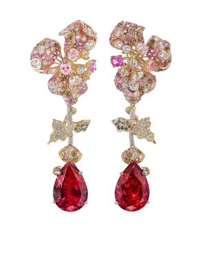 Anabela Chan 18kt yellow and white gold multi-stone drop earrings - Red