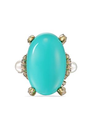 Anabela Chan 18kt yellow gold Mermaid turquoise cocktail ring - Blue