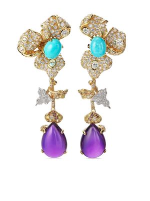 Anabela Chan 18kt yellow gold Orchid multi-stone earrings