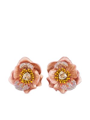 Anabela Chan 18kt yellow gold vermeil Bloom sapphire and diamond earrings - Pink