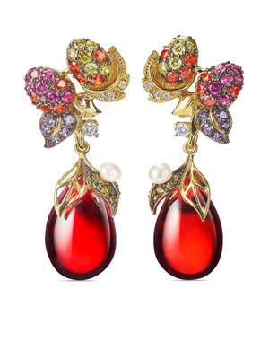 Anabela Chan 18kt yellow gold vermeil Goldenberry multi-stone earrings - Red