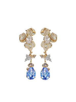 Anabela Chan 22kt yellow gold vermeil Aqua Orchid diamond and aquamarine earrings - Blue