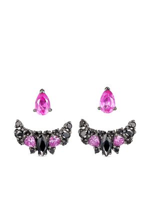 Anabela Chan rhodium Twinkle sapphire and diamond earrings - Black