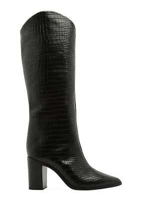 Analeah Lizard-Embossed Leather Boots