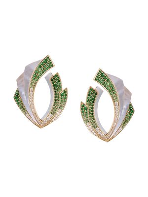 Ananya 18kt gold diamond tsavorite Mogra Light Blossom earrings - Green
