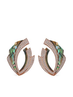 Ananya 18kt rose gold Mogra Blossom abalone and diamond earrings - Pink