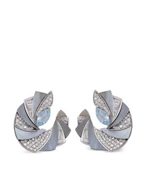 Ananya 18kt white gold Mogra Miniature C-Clip diamond earrings - Silver