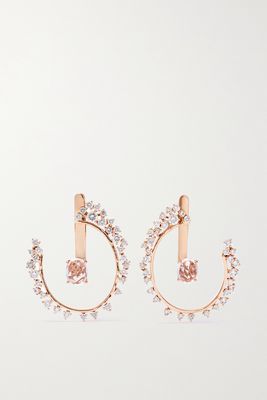 Ananya - Scatter 18-karat Rose Gold, Diamond And Sapphire Earrings - one size