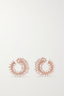 Ananya - Scatter Edge 18-karat Rose Gold Diamond Hoop Earrings - one size