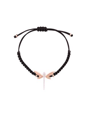 Anapsara 18kt rose gold dragonfly diamond rope bracelet - Black
