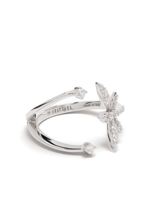 Anapsara 18kt white gold Micro Dragonfly diamond ring - Silver