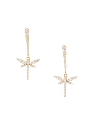 Anapsara 18kt yellow gold and diamond Dragonfly earrings