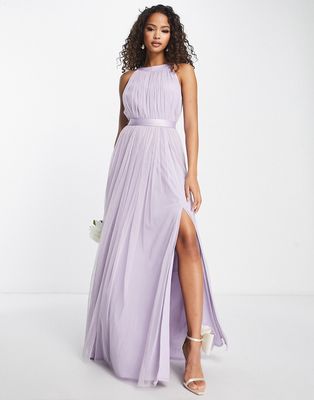 Anaya Bridesmaid halter neck maxi dress in lilac-Purple