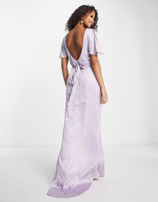 Anaya Bridesmaid satin scoop back maxi dress in lilac-Purple