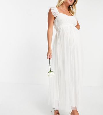 Anaya With Love Maternity tulle midaxi dress in white