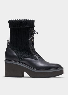 Ancel Knit Sock Lace-Up Boots