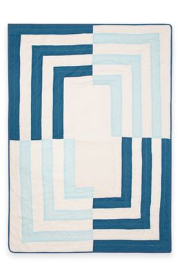 ANCHAL Fracture Quilted Throw Blanket in Blue Tones