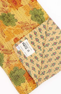 ANCHAL Kantha Quilt Throw No. 210721 in Yellow