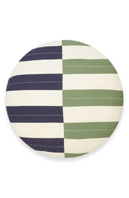 ANCHAL Offset Stripe Round Accent Pillow in Green Tones