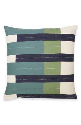 ANCHAL Shift Stripe Square Accent Pillow in Green Tones