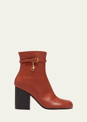 Anchor Logo Leather Ankle Boots