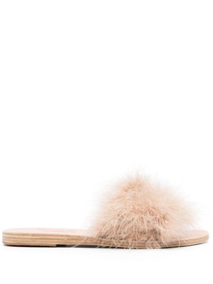 Ancient Greek Sandals Mia Marabu flat feather sandals - Neutrals