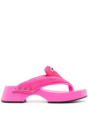 Ancuta Sarca logo-patch velvet sandals - Pink