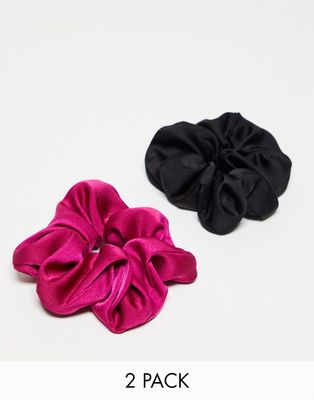 & Other Stories 2 pack scrunchie in black and pink-Multi