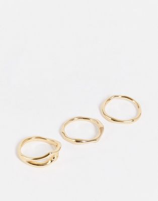 & Other Stories 3 piece ring set in gold