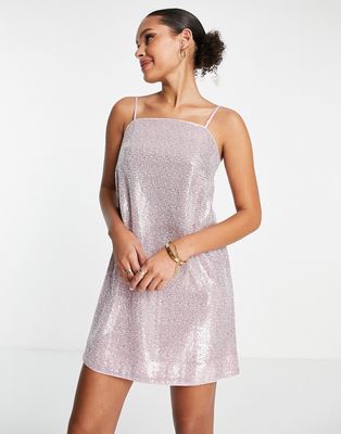& Other Stories a line mini cami dress in pink sequin