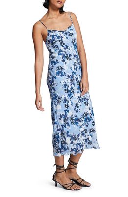 & Other Stories Abstract Floral Cowl Neck Slipdress in Blue Aop