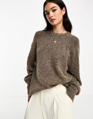 & Other Stories alpaca wool relaxed sweater in brown melange