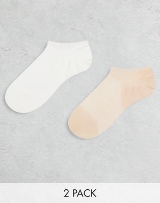 & Other Stories Arod pack of 2 cotton socks in white and beige-Multi