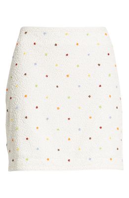 & Other Stories Beaded Cotton Skirt in White W. Colorful Beads