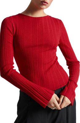 & Other Stories Bell Sleeve Wool Rib Sweater in Red