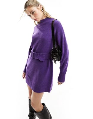 & Other Stories belted knit dress in purple