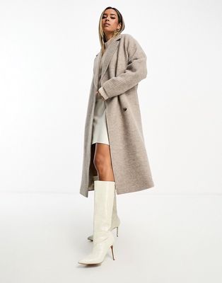 & Other Stories belted wool coat in mole-Neutral
