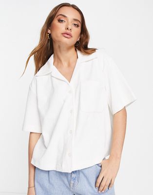 & Other Stories boxy terry cotton shirt in white - WHITE