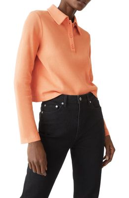 & Other Stories Boxy Thermal Knit Long Sleeve Polo in Orange