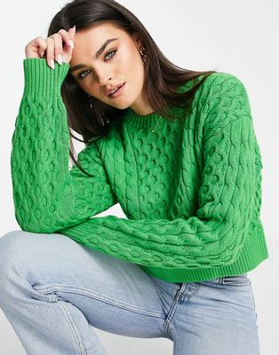 & Other Stories cable knit sweater in wool blend-Green