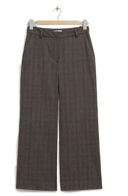 & Other Stories Check Wool & Cotton Trousers in Grey Check