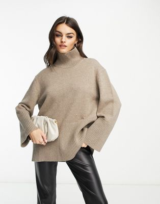 & Other Stories chunky turtleneck sweater in mole-Brown