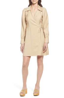 & Other Stories Collared Long Sleeve Wrap Dress in Beige