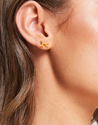 & Other Stories coral stud earrings in bright orange and gold