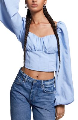 & Other Stories Corset Crop Blouse in Blue