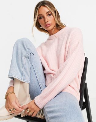 & Other Stories cotton blend ribbed boucle sweater in pink - PINK
