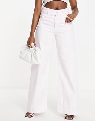 & Other Stories cotton low waist wide leg jeans in light pink - LPINK